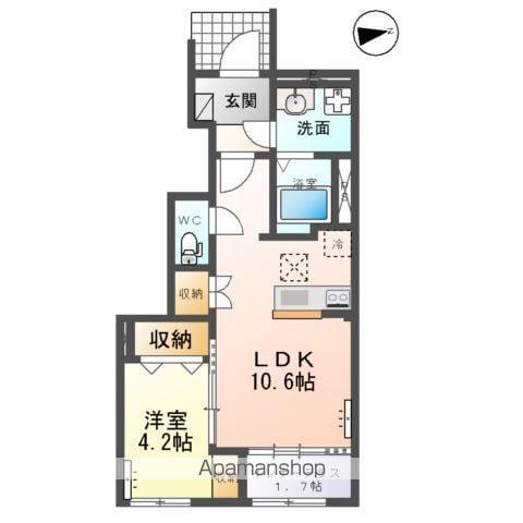 袋原1丁目アパート工事(1LDK/1階)の間取り写真