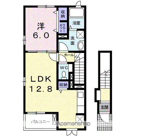 エルシオンⅢ(1LDK/2階)の間取り写真
