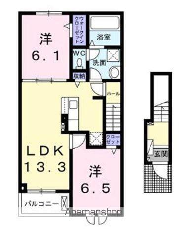 カーサM.KⅠ(2LDK/2階)の間取り写真