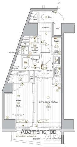 PREMIUM CUBE G 後楽園(1LDK/6階)の間取り写真