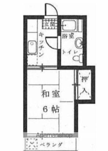 ロイヤルハイツ大工(1K/2階)の間取り写真