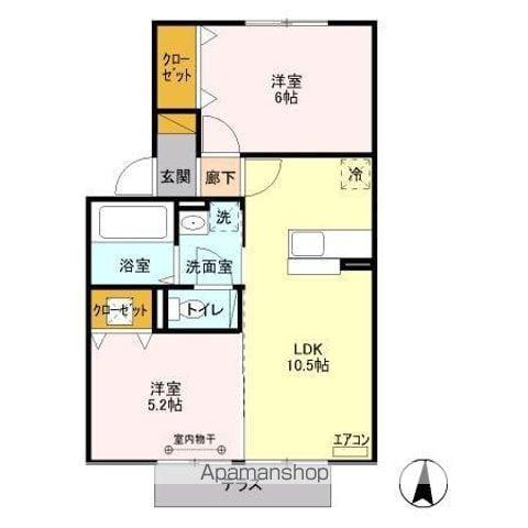 セジュールウィット幸房(2LDK/1階)の間取り写真