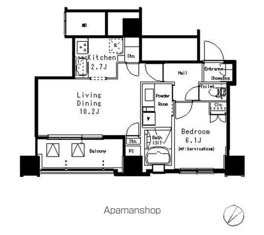 MFPR目黒タワー(1LDK/15階)の間取り写真