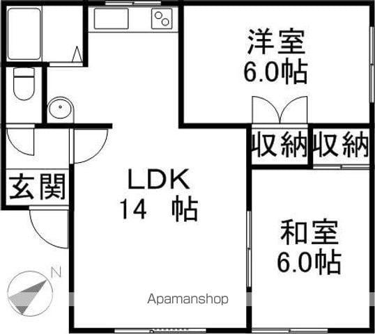 ハウスチクバ(2LDK/2階)の間取り写真