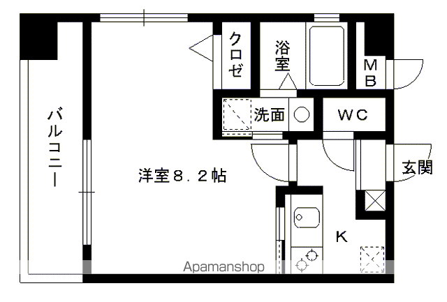 エンクレスト吉塚(1K/9階)の間取り写真