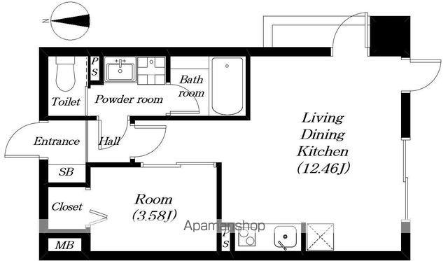 ベルヴィ石山(1LDK/6階)の間取り写真