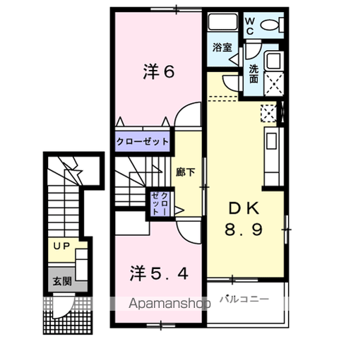クイール(2DK/2階)の間取り写真