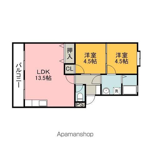 八木コーポ(2LDK/1階)の間取り写真