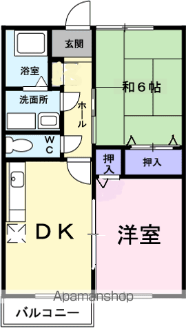 スカイハイツ川井(2DK/2階)の間取り写真