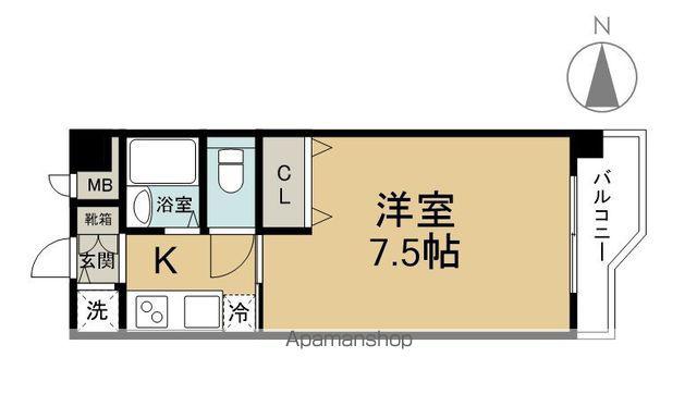 スターブル古国府(1K/4階)の間取り写真