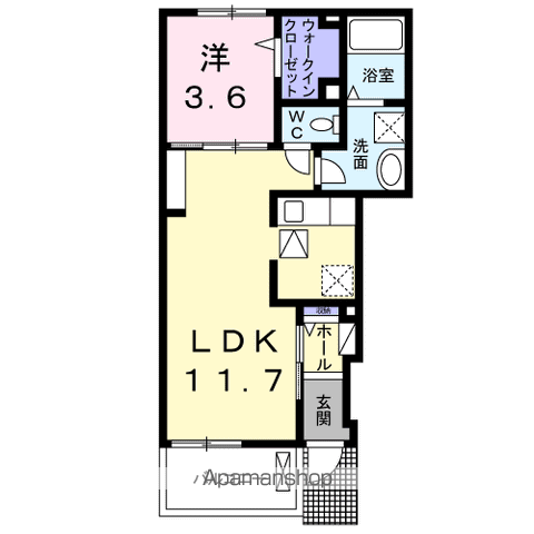仙石線 蛇田駅 徒歩11分 2階建 築11年(1LDK/1階)の間取り写真