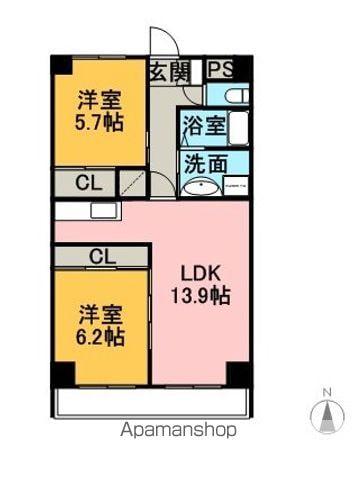 COMS二ツ坂(2LDK/3階)の間取り写真