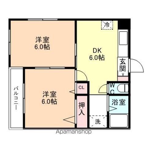 レジデンス江尻(2DK/2階)の間取り写真