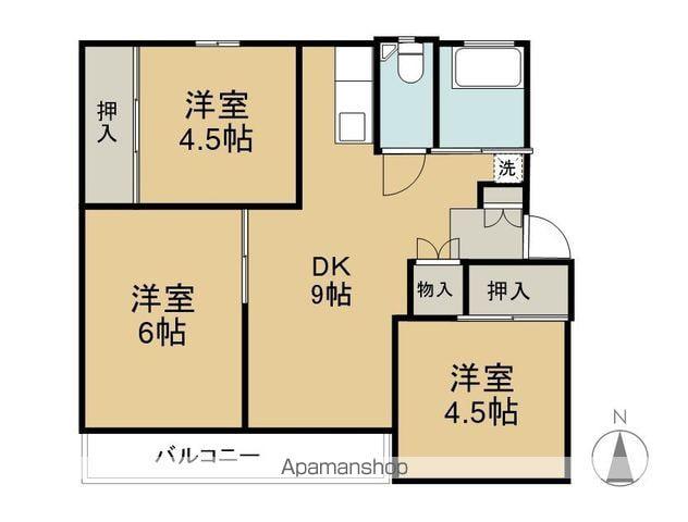 ヒルトップ長野 5号棟(3DK/1階)の間取り写真