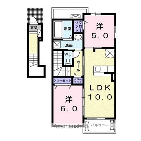 プランドールⅡ(2LDK/2階)の間取り写真