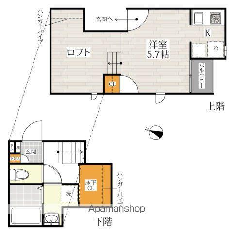 CB大和田ディアコート(1K/2階)の間取り写真