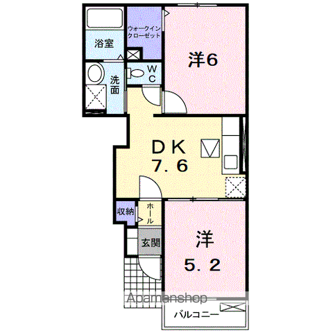 セレーノA(2DK/1階)の間取り写真