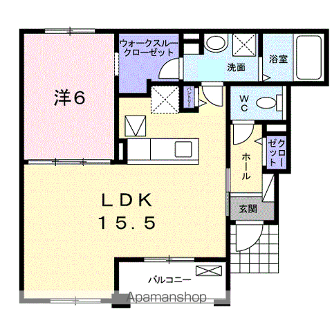 シャロー・スワンプ(1LDK/1階)の間取り写真