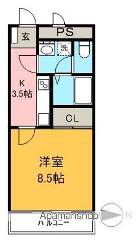 ロンサール竹淵(1K/3階)の間取り写真