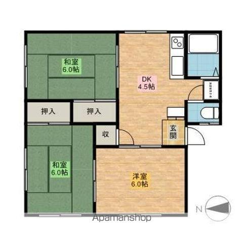 サンハイツC(3DK/2階)の間取り写真