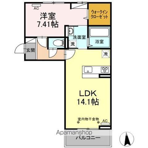 フリーデン国分(1LDK/2階)の間取り写真