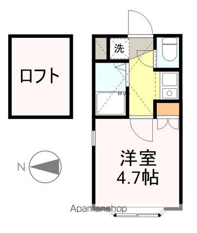 アップルハウス旭ヶ丘3(1K/2階)の間取り写真