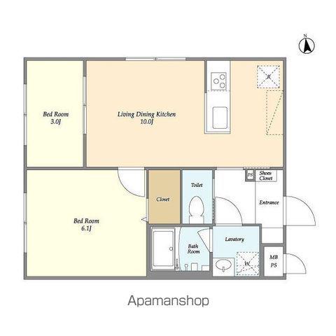 ウェルスクエアイズム上北沢(2LDK/4階)の間取り写真