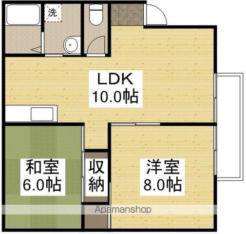 グランドゥールクロズミB(2LDK/1階)の間取り写真