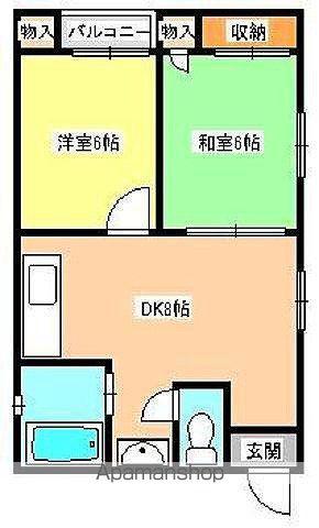 サウスヒル琴平(2DK/2階)の間取り写真