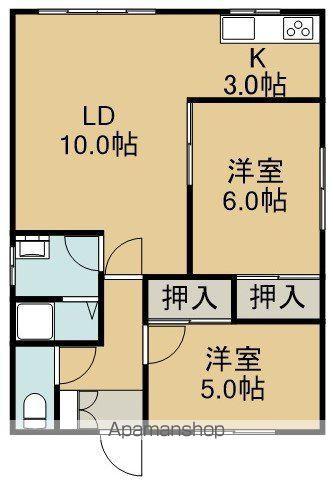コーポノーブル(2LDK/2階)の間取り写真