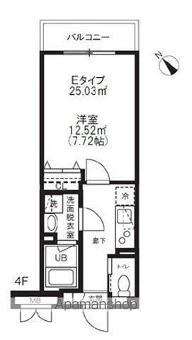 アルティザ氷川台(1K/4階)の間取り写真