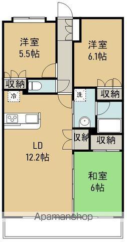 東仙台六番館(3LDK/1階)の間取り写真