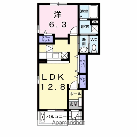 リヴェールⅡ(1LDK/1階)の間取り写真