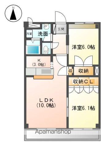 グレースヴィラ中吉野(2LDK/2階)の間取り写真