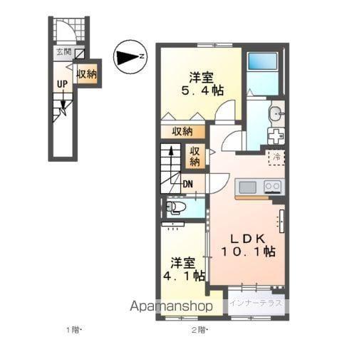 木更津市長須賀字上越戸 アパートⅢ期工事(2LDK/2階)の間取り写真
