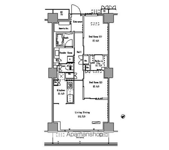 パークアクシス豊洲(2LDK/16階)の間取り写真