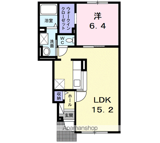 カルフールオリゾンⅡ B(1LDK/1階)の間取り写真