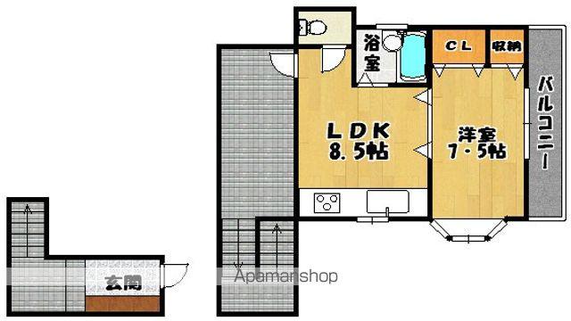 中本マンション(1LDK/4階)の間取り写真