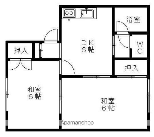 コーポふじ(2DK/1階)の間取り写真