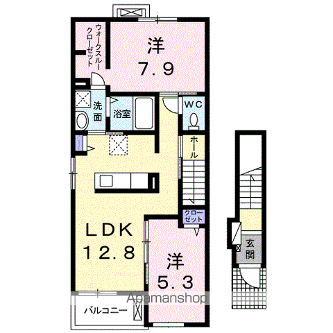 カーサ・グラースⅡ(2LDK/2階)の間取り写真