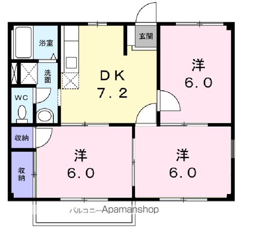 メゾン・ラ・ボヌールⅢ(3DK/2階)の間取り写真