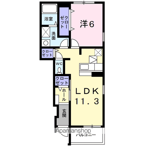 ベルクフルスB(1LDK/1階)の間取り写真