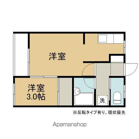 コーポ音北A(1K/2階)の間取り写真