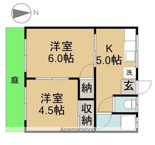 弥生ハウス(2K/1階)の間取り写真
