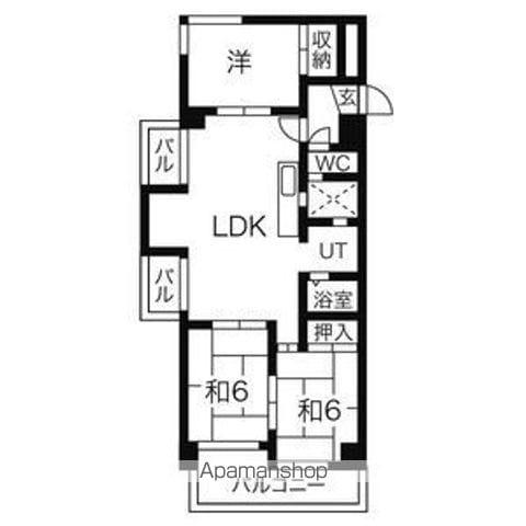 ユニバースビル(3LDK/5階)の間取り写真