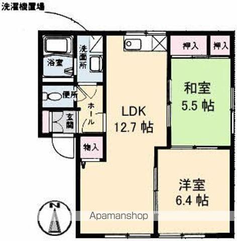 エイティー隅本D棟(2LDK/2階)の間取り写真