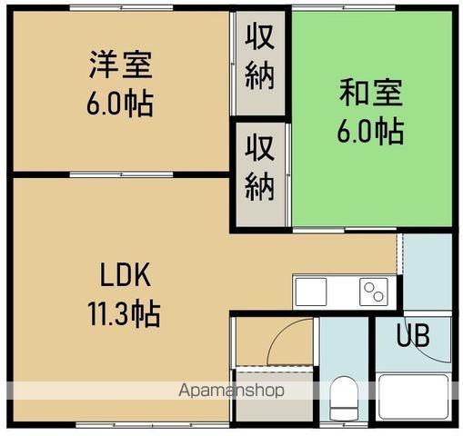 コーポサンシ 3号棟(2LDK/2階)の間取り写真