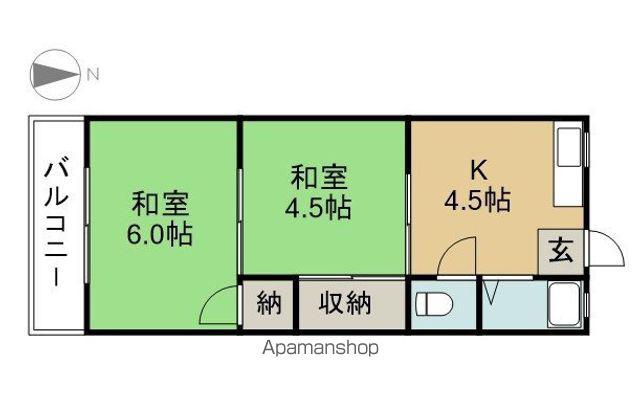 コーポイトウ(2K/2階)の間取り写真