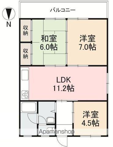 東光マンション(3LDK/1階)の間取り写真