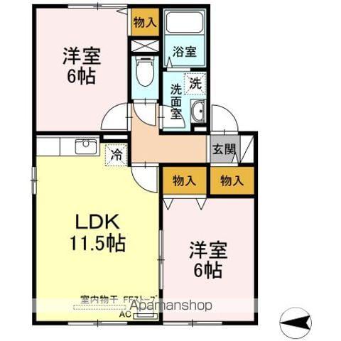 エスト筒井(2LDK/1階)の間取り写真
